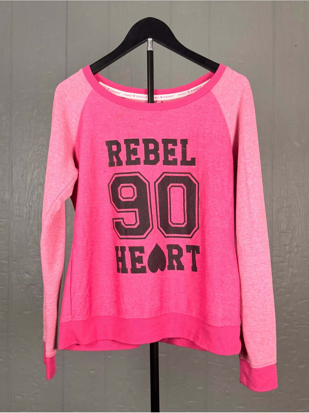Hard Candy Rebel Heart Pink McBling Graphic Mall Sweatshirt Girls L Y2K Pullover